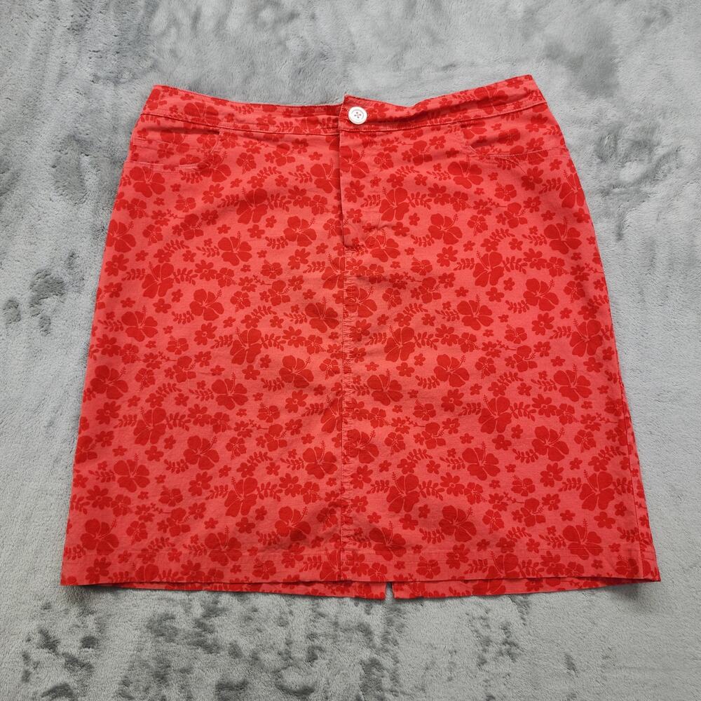 Vintage Y2K Xhilaration Skirt‎ Womens M Orange Floral Pencil Stretch Back Slit
